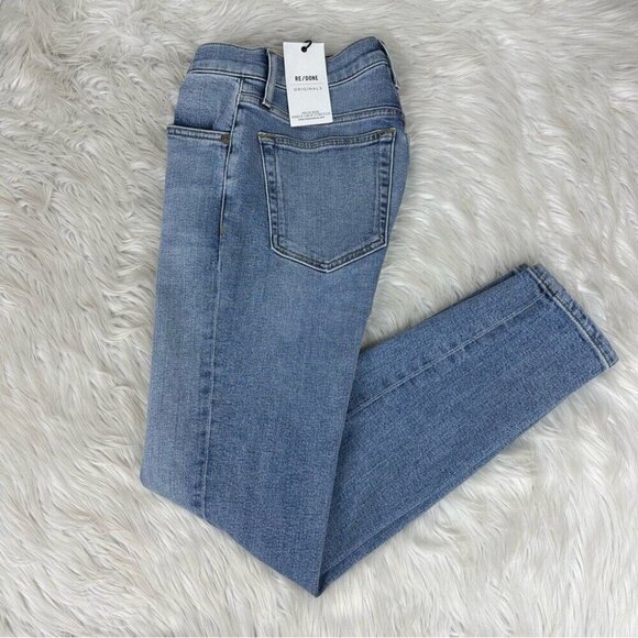 Re/Done Women's NWT‎ Mid 90's Hi-Rise Button-Fly Ankle Stretch Jeans W26-28/L28 - Picture 2 of 10